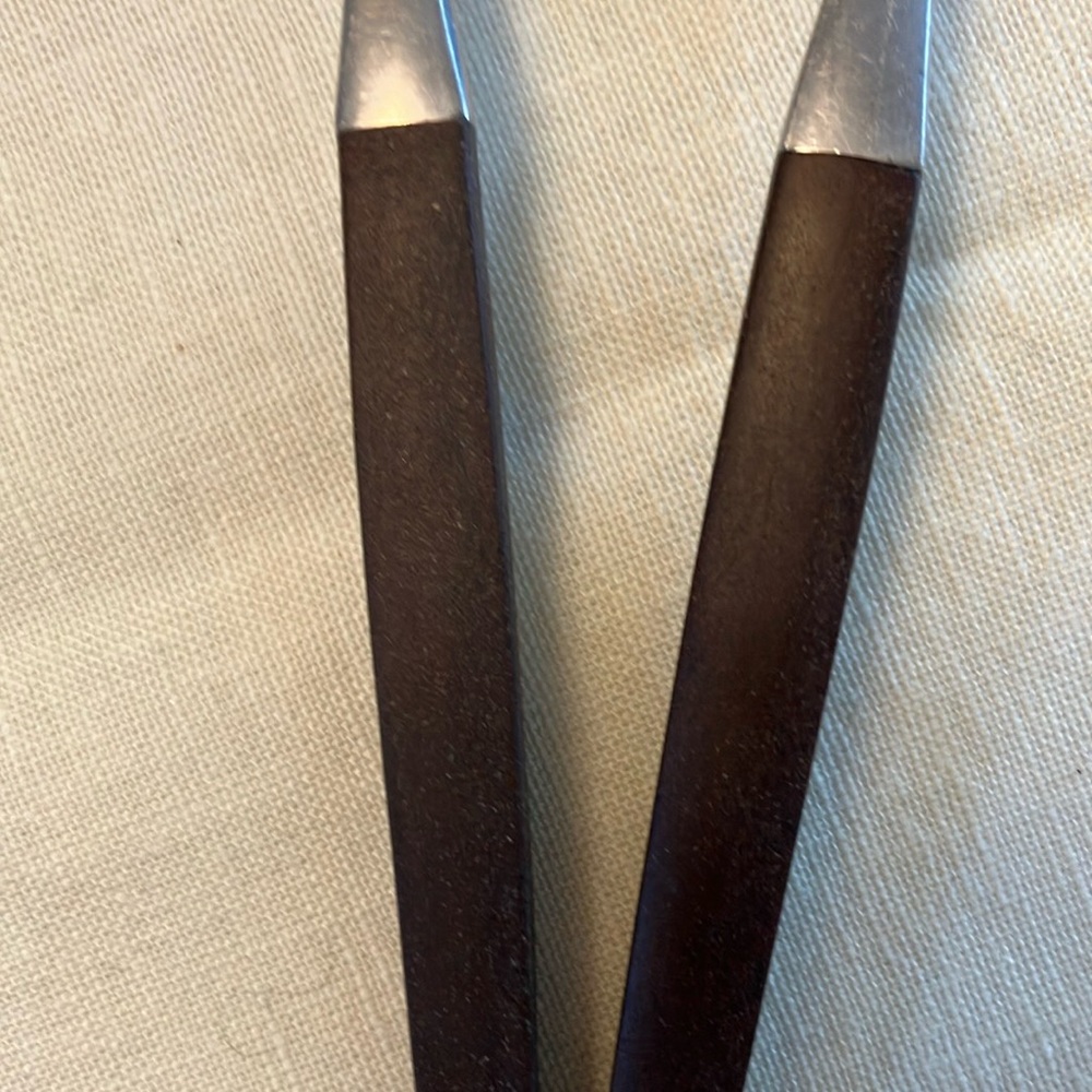 Vintage Ekco Eterna Canoe Muffin 2 pc Elegant Faux Rosewood Handle SERVING SET - Picture 10 of 15